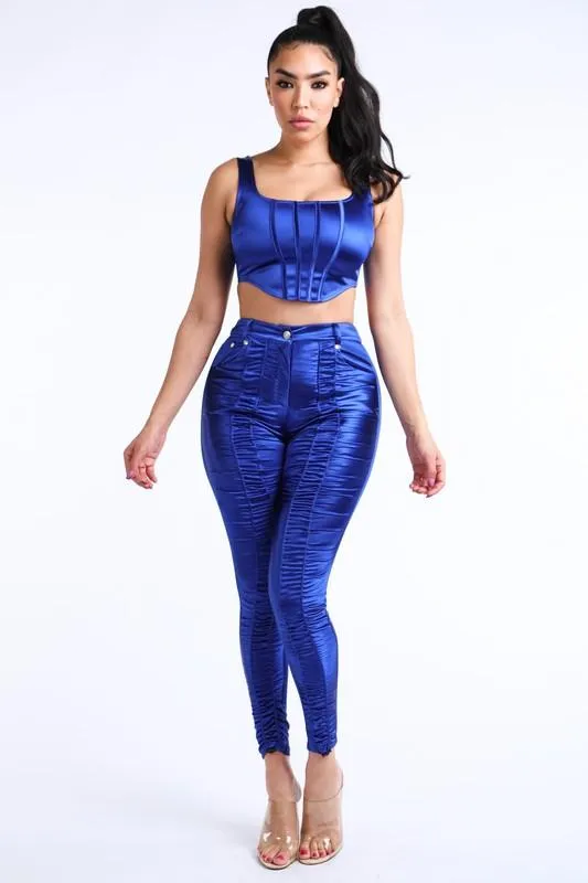 SHIRRING PANTS - BLACK