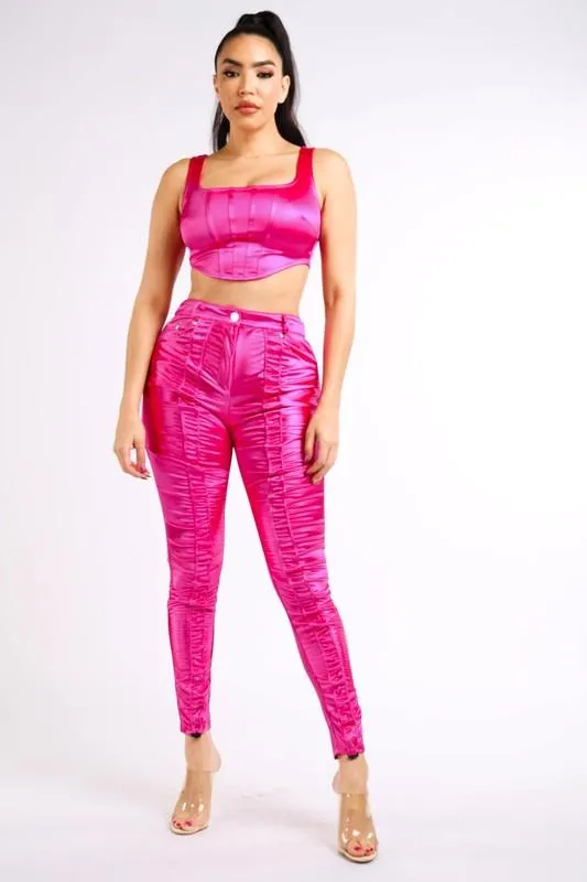 SHIRRING PANTS - BLACK