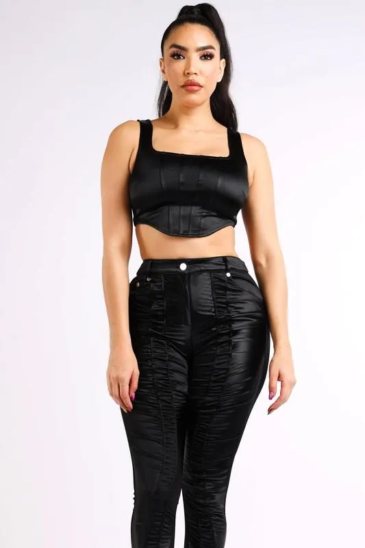 SHIRRING PANTS - BLACK