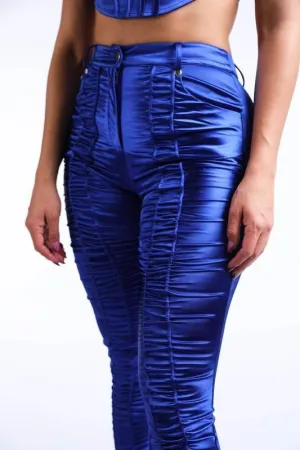 SHIRRING PANTS - BLUE