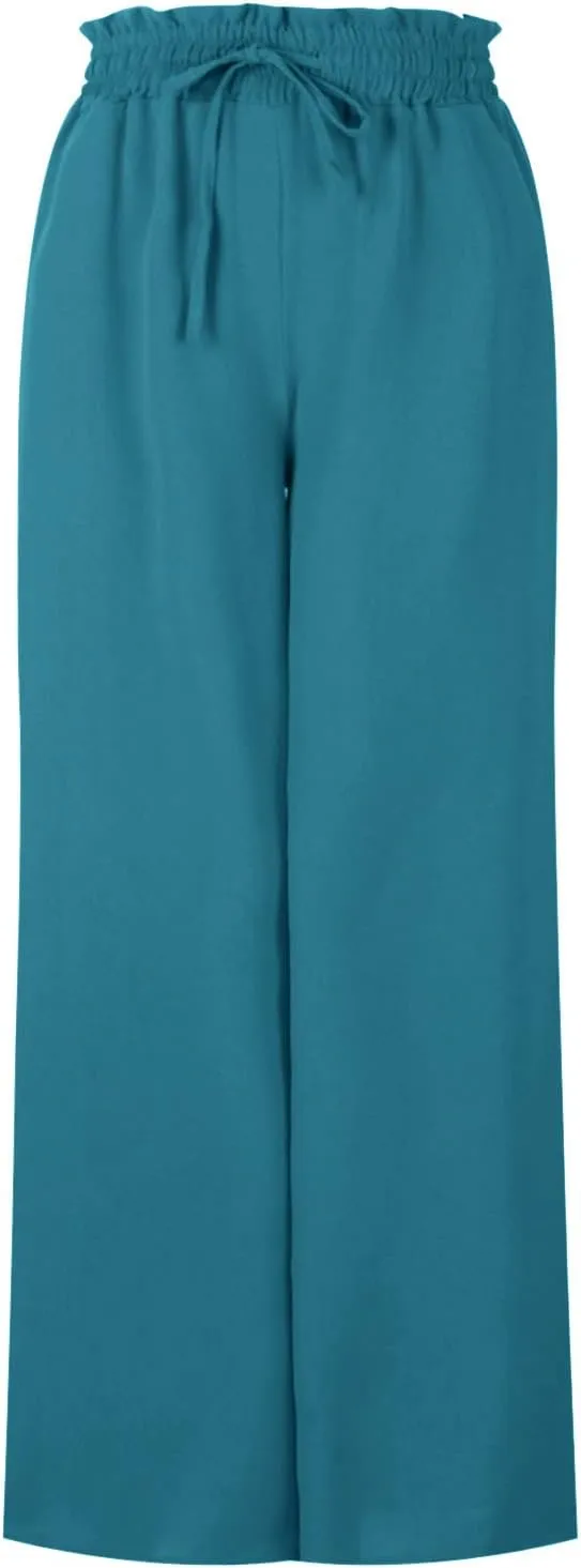 SMIDOW Palazzo Pants for Women Dressy Casual 2024 High Waist Wide Leg Flowy Pants Loose Long Lounge Trousers