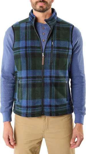 Smith's Workwear Men's Sherpa-Lined Plaid Micro Polarfleece Vest with Zip Pockets