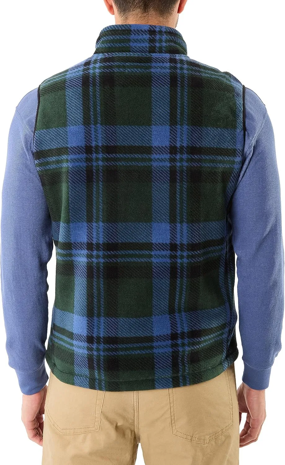 Smith's Workwear Men's Sherpa-Lined Plaid Micro Polarfleece Vest with Zip Pockets