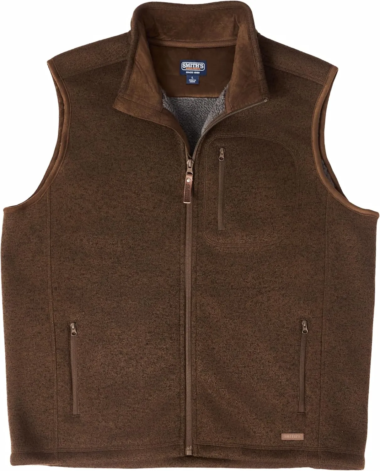 Smith's Workwear Men's Sherpa-Lined Sweater Fleece Vest