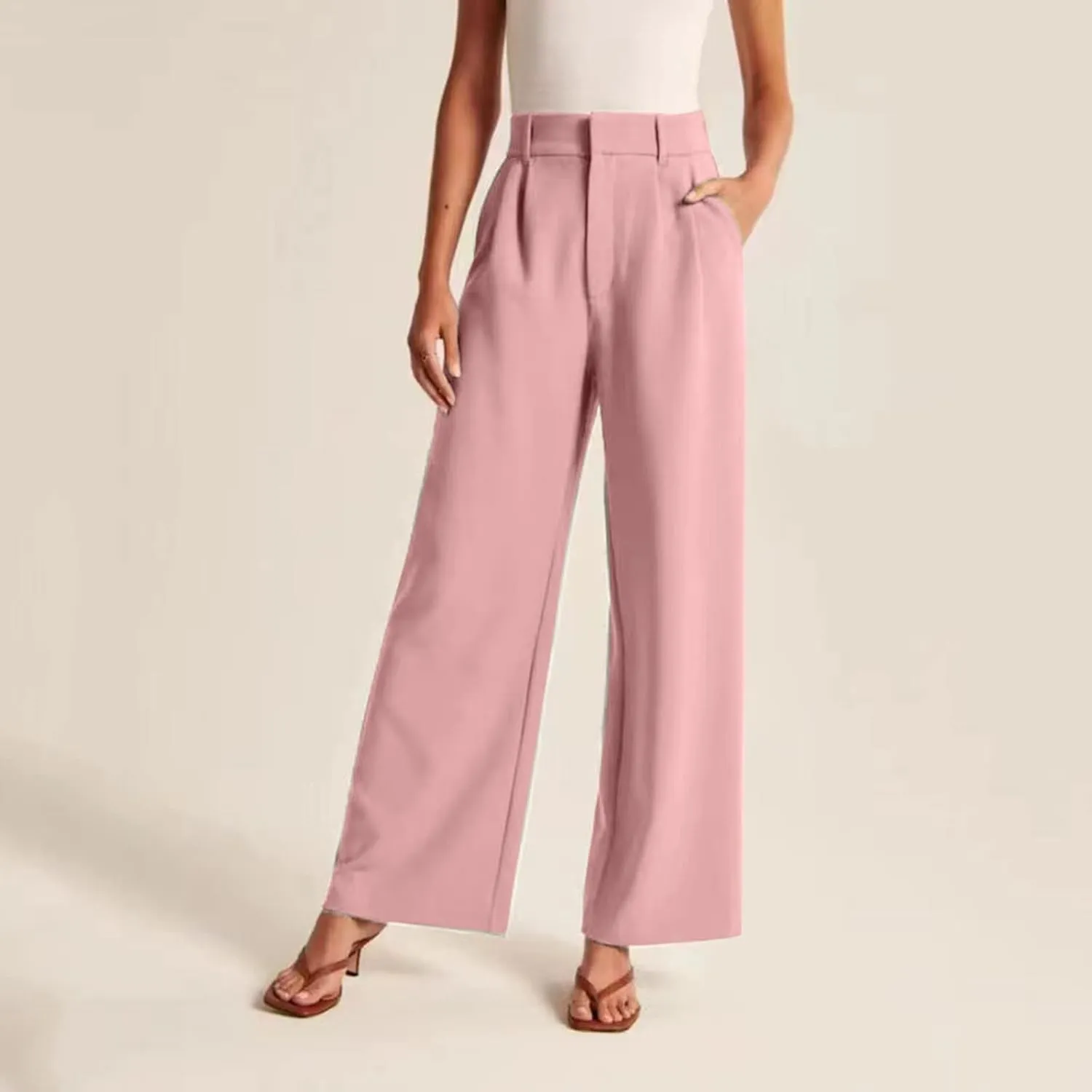 Solid Color Summer Capri for Women Casual Summer with Pockets Golf Pants Capri Lightweight Elastic Waist Capris Crop