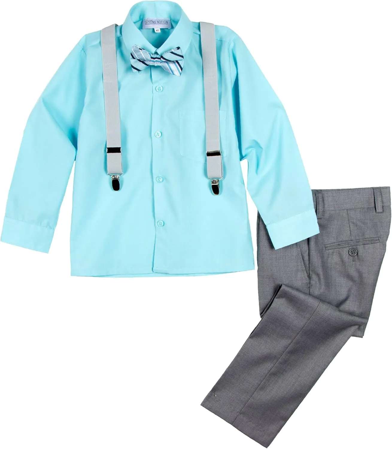 Spring Notion Boys' 4-Piece Patterned Dress up Pants Set