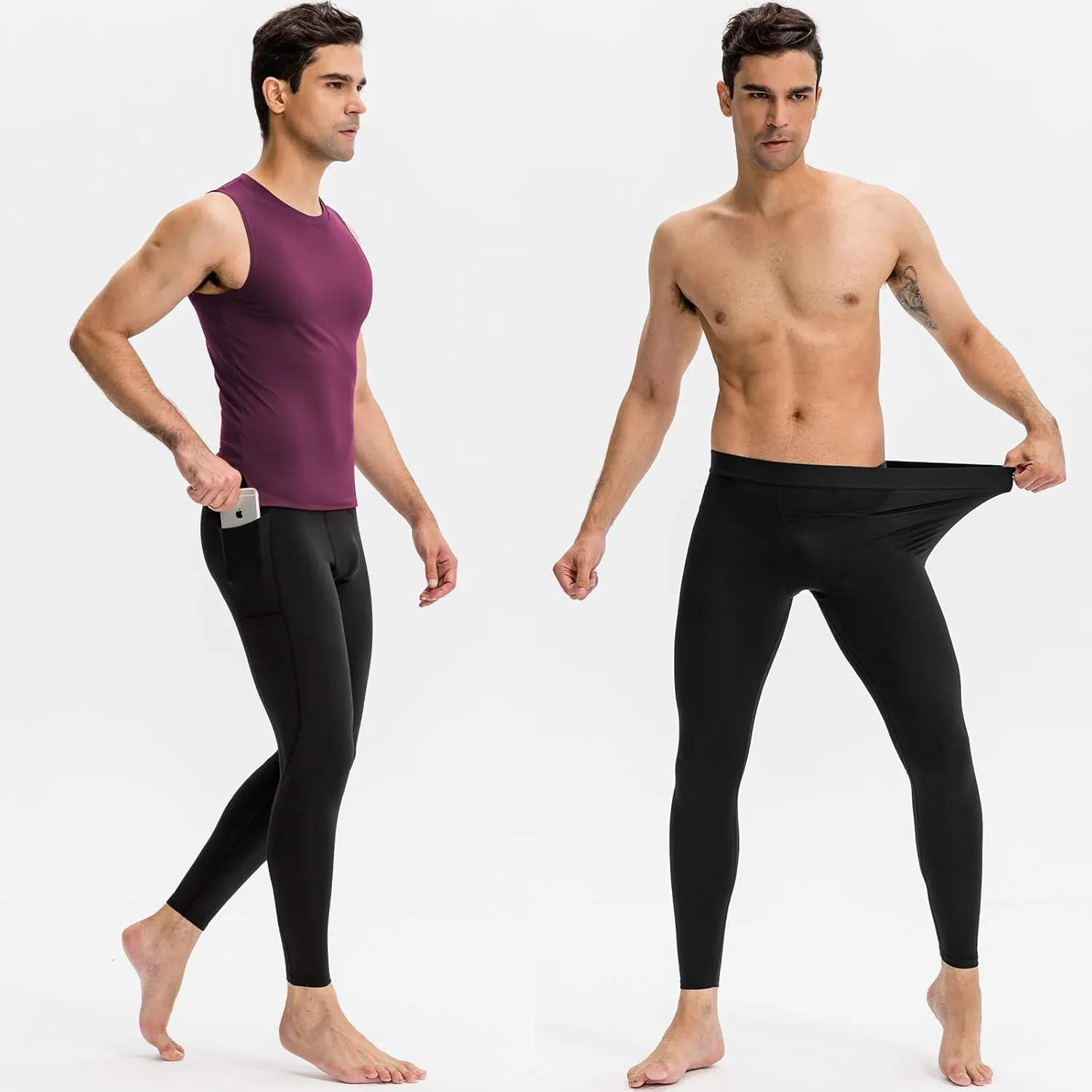 SPVISE Men's Compression Pants Workout Leggings Running Tights Cool Dry Athletic Baselayer Pants for Basketball Yoga Cycling