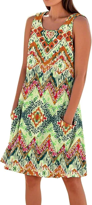 Summer Dresses for Women 2025 Beach Sleeveless Linen Midi Dress Flowy Plus Size Boho Long Sun Dresses with Pocket