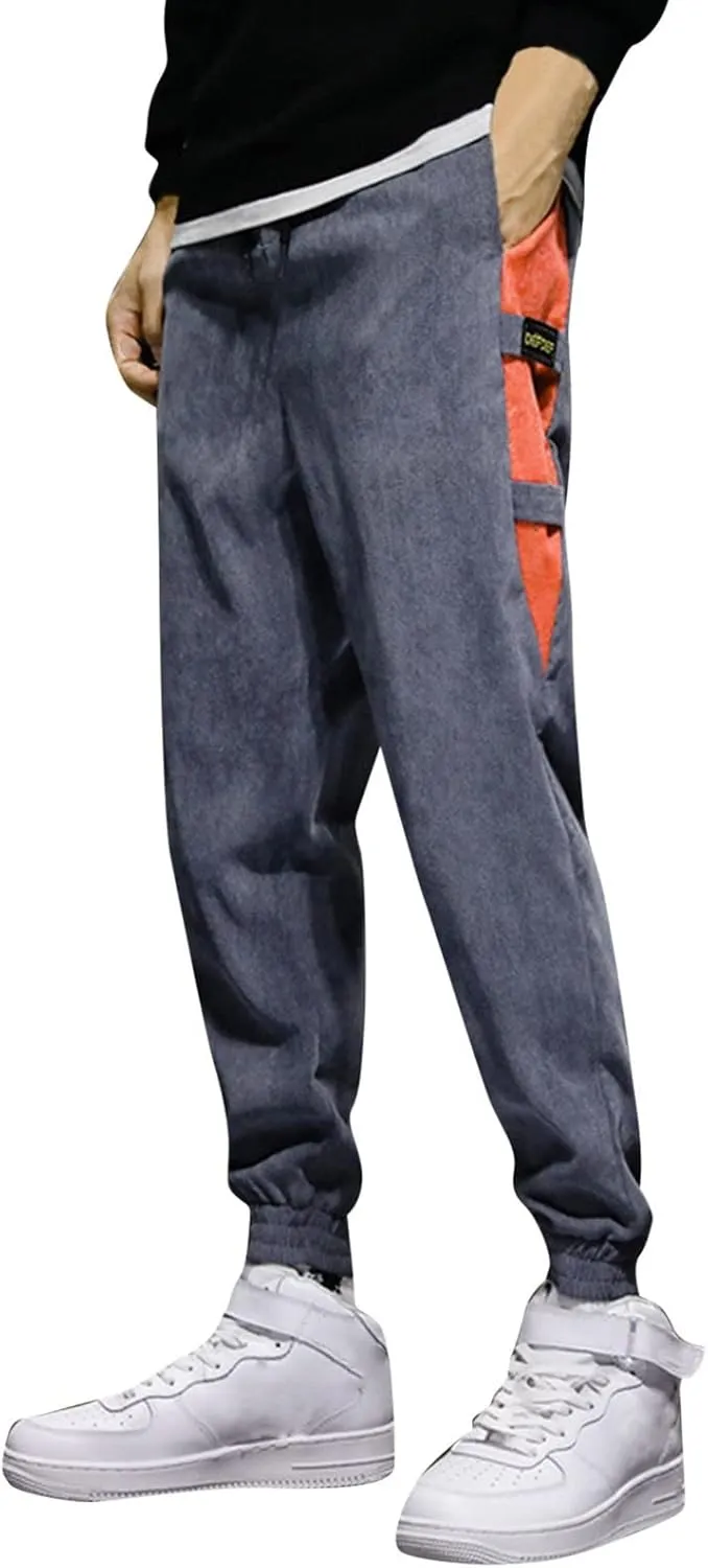 SUWBMHWE Men Joggers Pants, Mens Casual Harlan Pants Lace-up Track Cuff Solid Color Workout Pants with Pocket