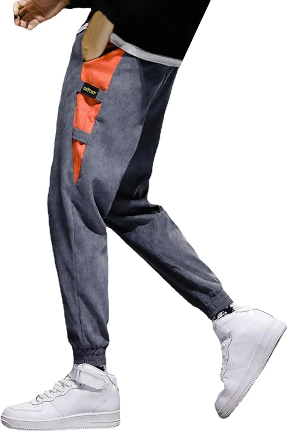 SUWBMHWE Men Joggers Pants, Mens Casual Harlan Pants Lace-up Track Cuff Solid Color Workout Pants with Pocket
