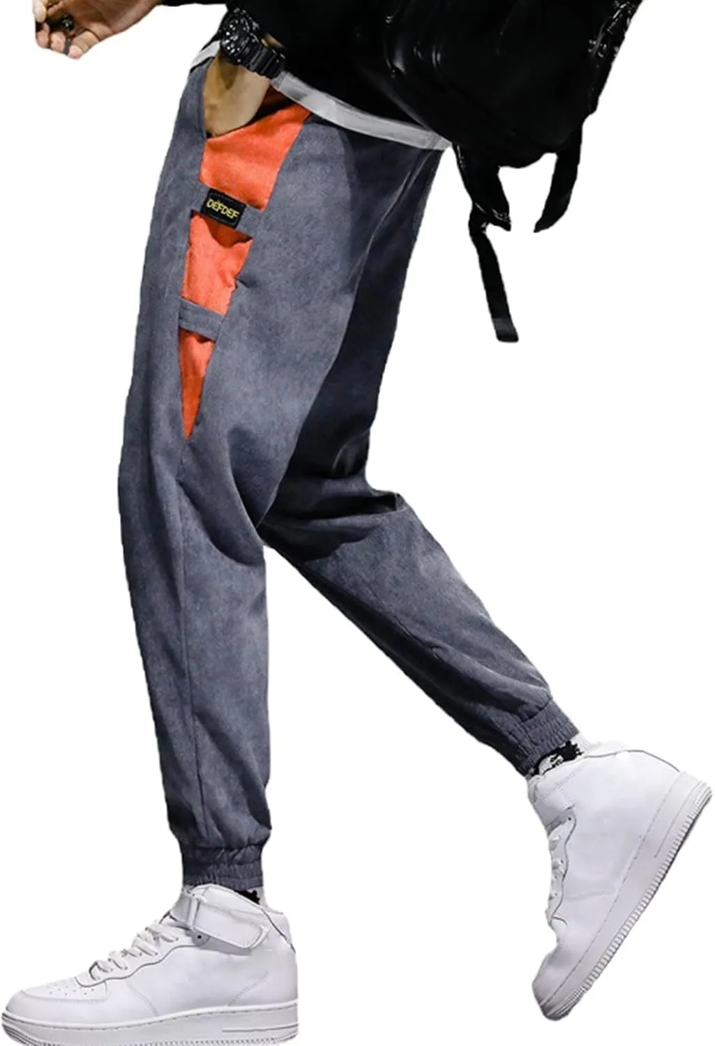 SUWBMHWE Men Joggers Pants, Mens Casual Harlan Pants Lace-up Track Cuff Solid Color Workout Pants with Pocket