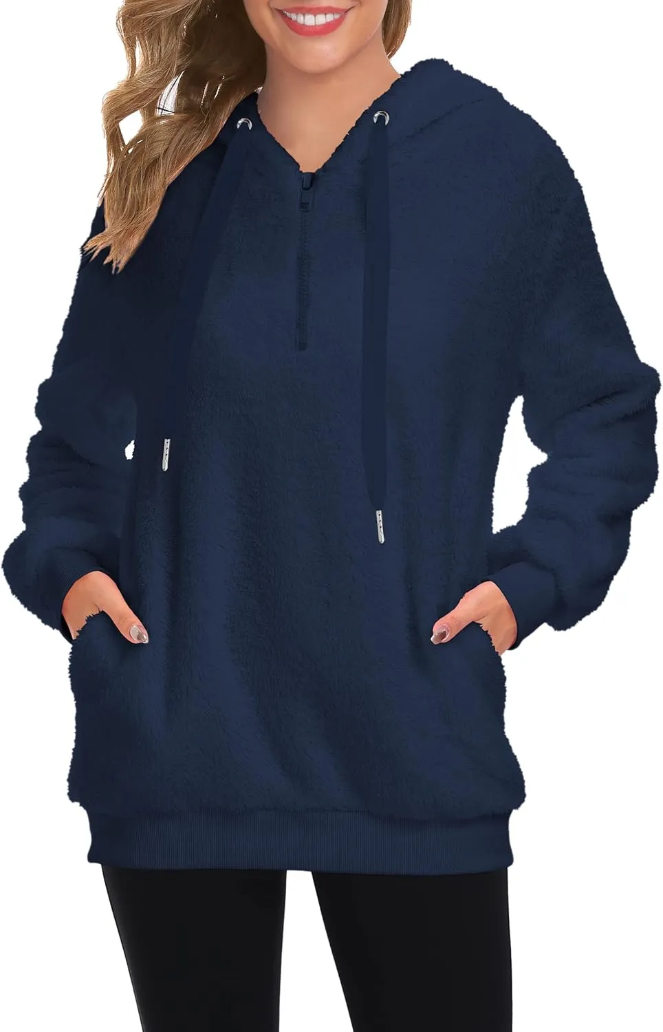 TBONTB Hoodies for Women Fuzzy Oversized Sweatshirt Zip Up Fleece Pullover Fluffy Sherpa with Pockets