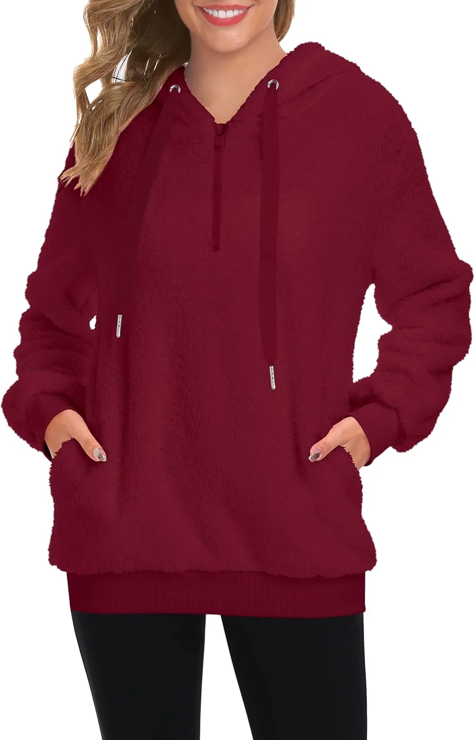 TBONTB Hoodies for Women Fuzzy Oversized Sweatshirt Zip Up Fleece Pullover Fluffy Sherpa with Pockets