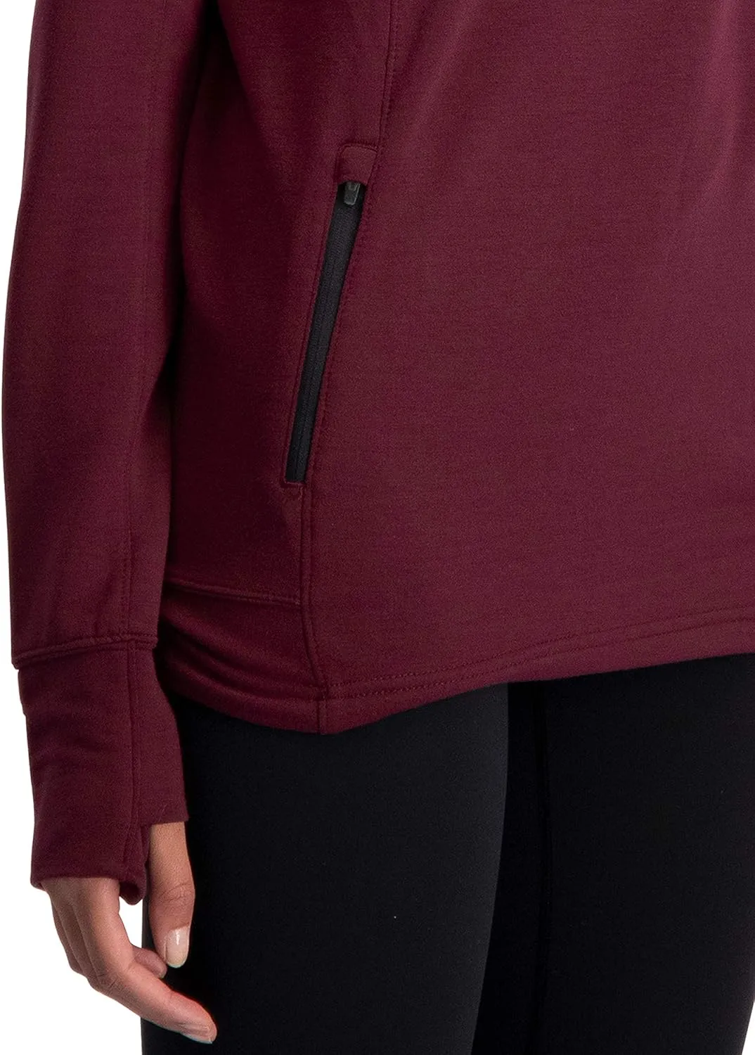 Three Sixty Six Dry Fit Running Pullover Womens - Fleece Cowl Neck Run Sweater Jacket - Zip Pockets and Thumbholes