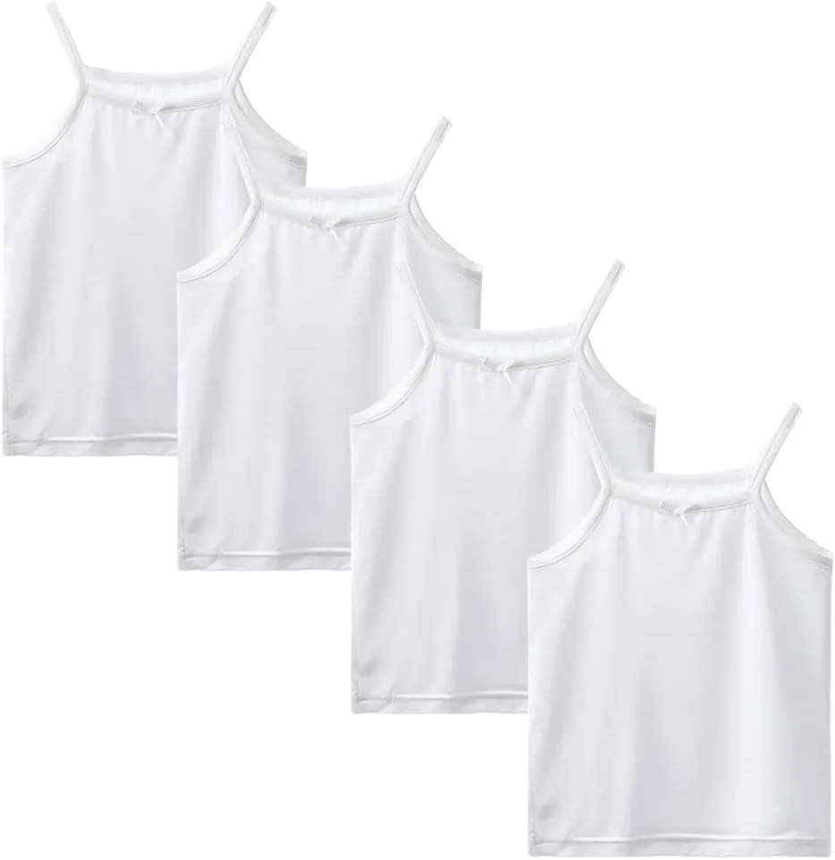 Toddler Girl's Cotton Camisole Undershirts 3-4 Pack Cute Printed Tank Top Camis for Kids 2T-8T