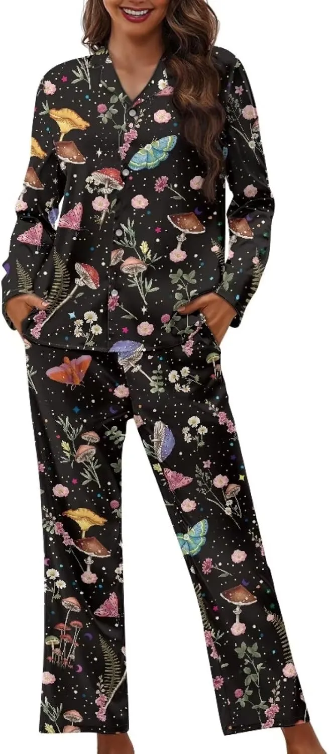 TODIYADDU Plus Size Night Shirts for Women Sleepwear Loungewear Sets for Women 2 Piece Pajama Sets Wide Leg Lounge Pants