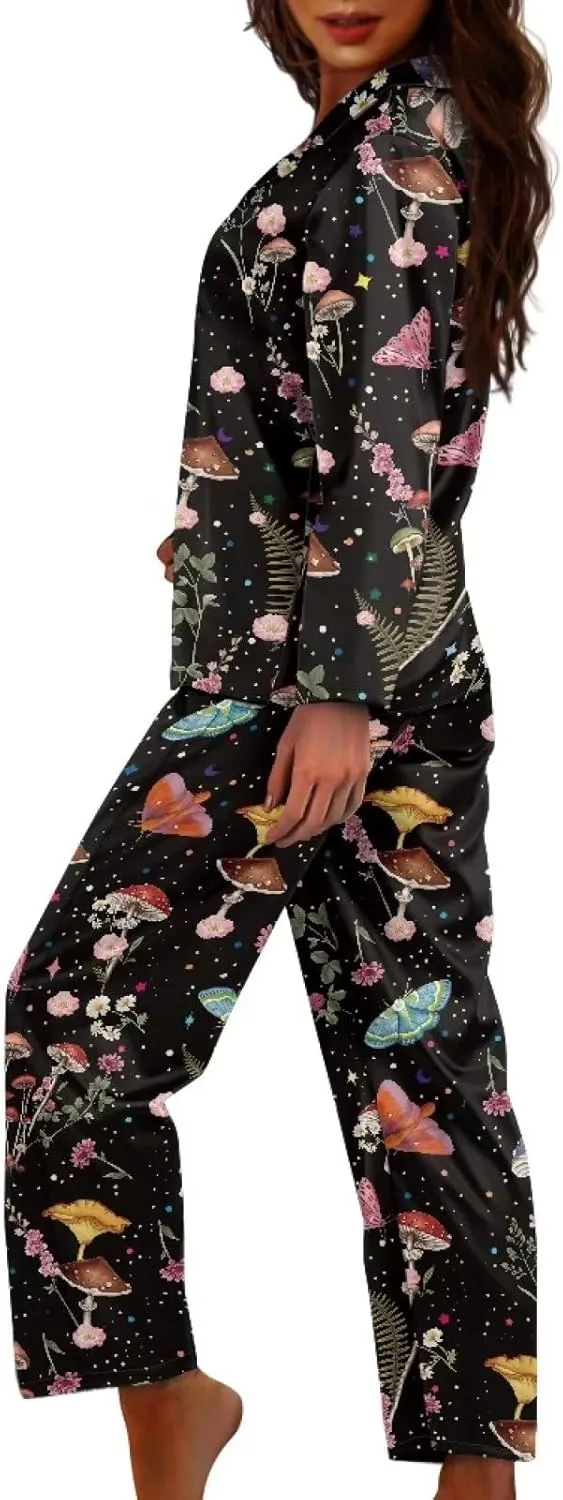 TODIYADDU Plus Size Night Shirts for Women Sleepwear Loungewear Sets for Women 2 Piece Pajama Sets Wide Leg Lounge Pants