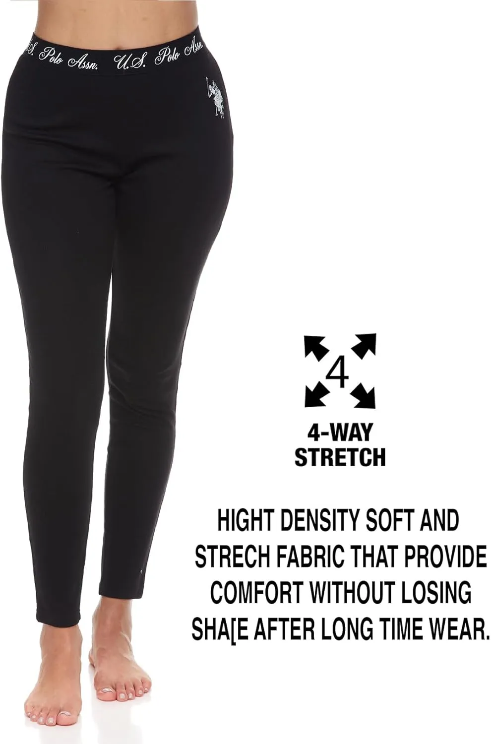 U.S. Polo Assn. Thermal Pajamas for Women Set, Womens Thermals Top and Bottom Set, Long Johns Base Layer