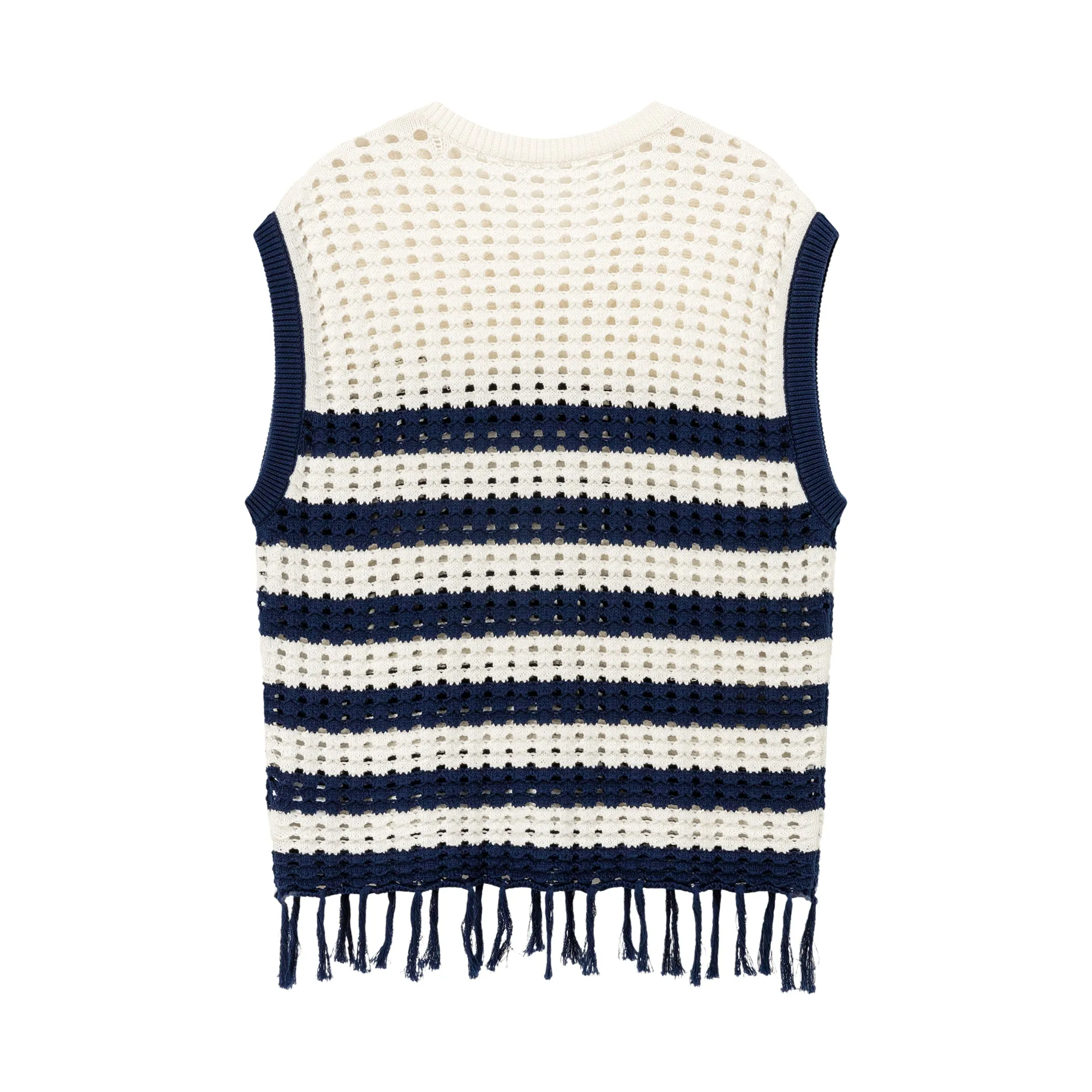 V Neck Color Contrast Stripe Knit Sweater Vest