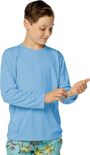 Vapor Apparel Youth Boys and Girls UPF 50  Quick Dry Sun Protection Outdoor Swim Performance Rash Guard Long Sleeve Shirt