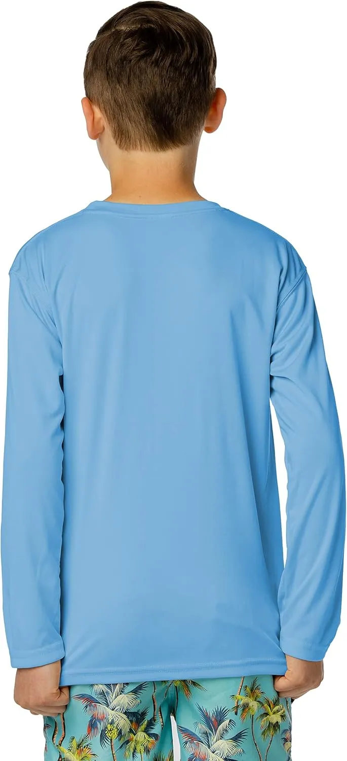 Vapor Apparel Youth Boys and Girls UPF 50  Quick Dry Sun Protection Outdoor Swim Performance Rash Guard Long Sleeve Shirt