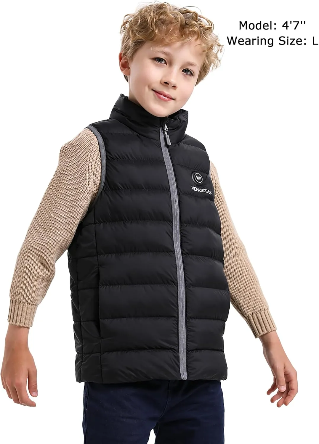 Venustas Kids Heated Vest with Battery Pack, Boys Girls Lightweight Electric Heated Vest