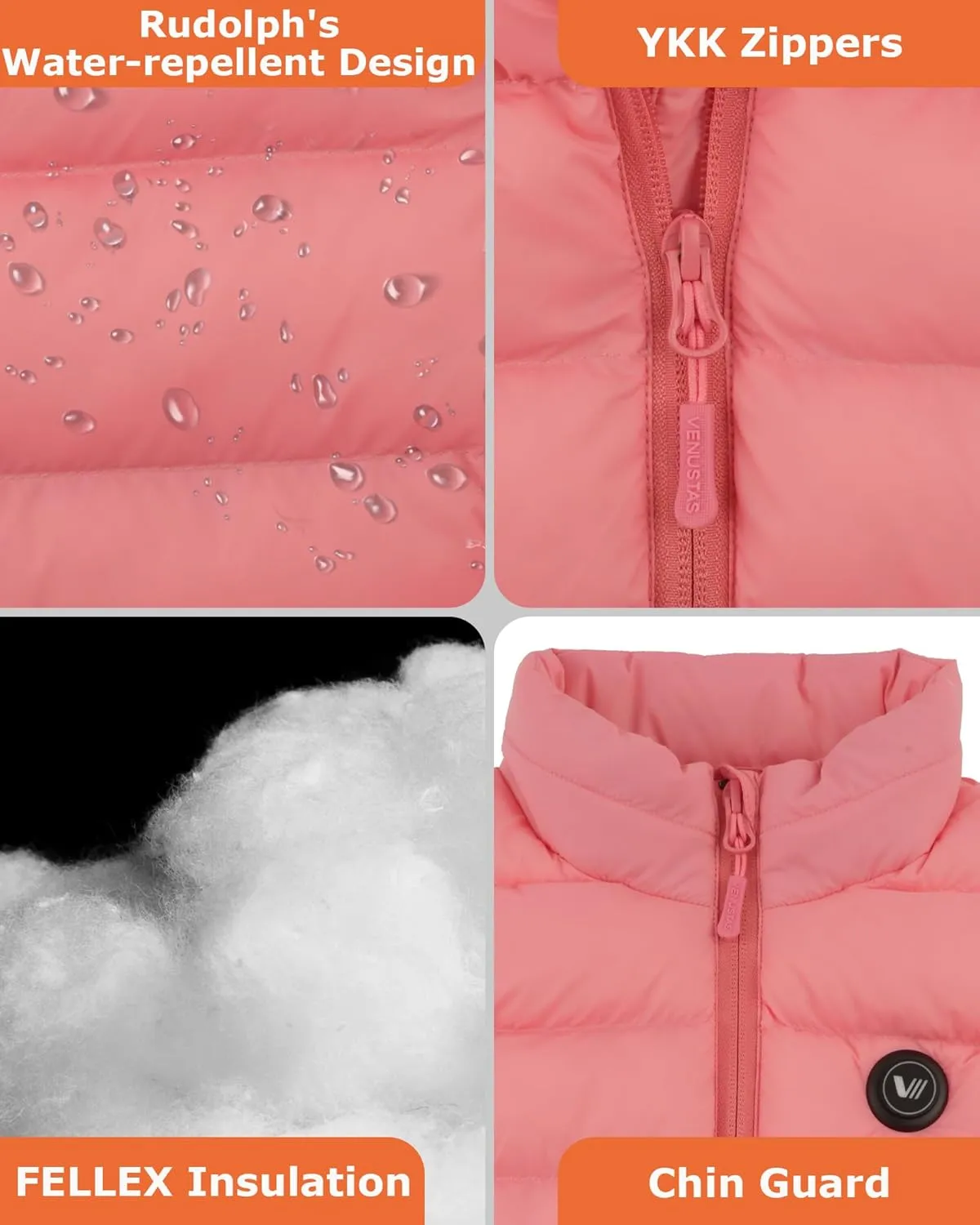 Venustas Kids Heated Vest with Battery Pack, Boys Girls Lightweight Electric Heated Vest