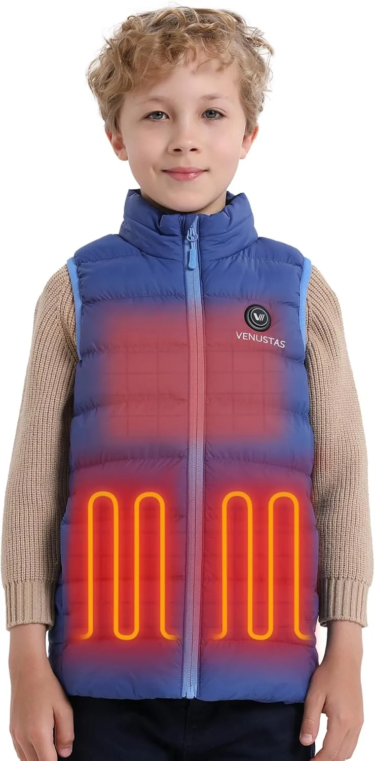 Venustas Kids Heated Vest with Battery Pack, Boys Girls Lightweight Electric Heated Vest