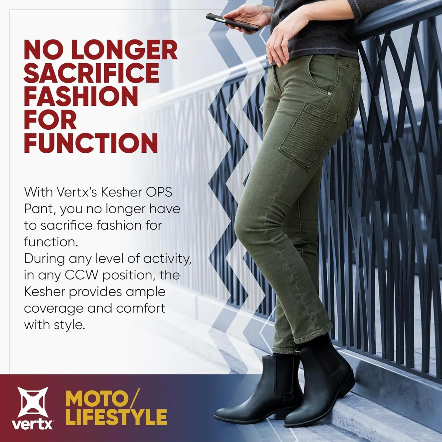 Vertx Kesher Womens Stretch OPS Tactical Pants with Pockets, Straight-Fit, for Work, Outdoor, Hiking, Denim