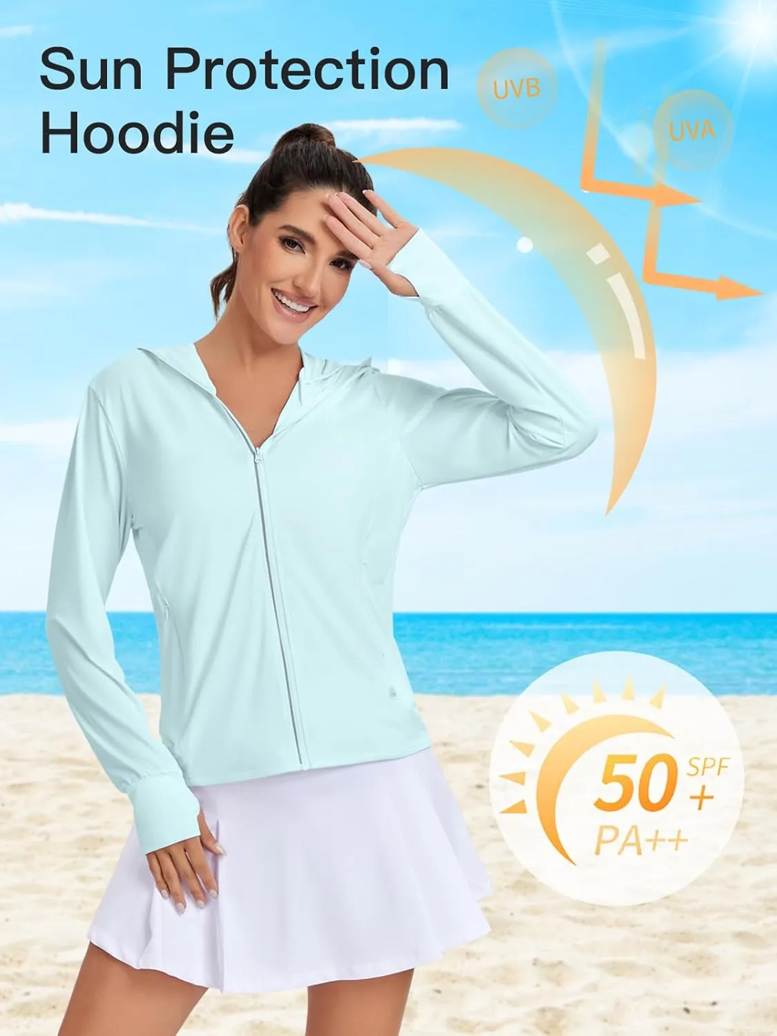 VUTRU Women's UPF 50  Sun Protection Hoodie Jacket Lightweight Long Sleeve Sun Shirt UV Hoodie with Pocket