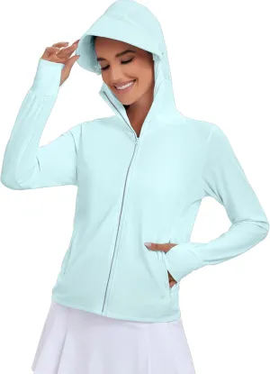 VUTRU Women's UPF 50  Sun Protection Hoodie Jacket Lightweight Long Sleeve Sun Shirt UV Hoodie with Pocket