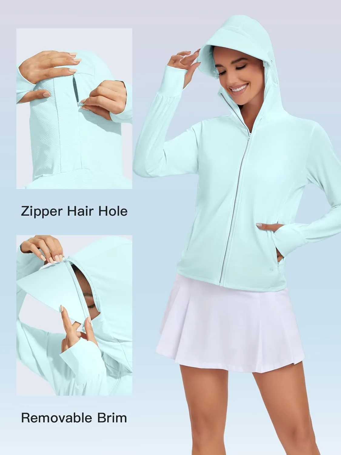 VUTRU Women's UPF 50  Sun Protection Hoodie Jacket Lightweight Long Sleeve Sun Shirt UV Hoodie with Pocket