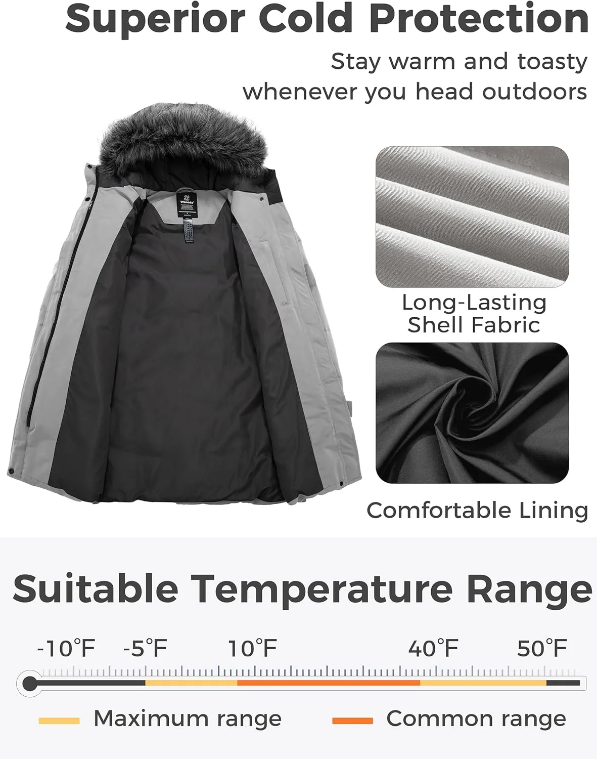 wantdo Women's Long Quilted Winter Coat Thicken Puffer Jacket with Faux Fur Hood