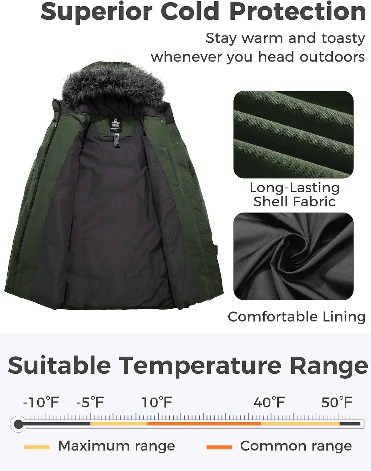 wantdo Women's Long Quilted Winter Coat Thicken Puffer Jacket with Faux Fur Hood