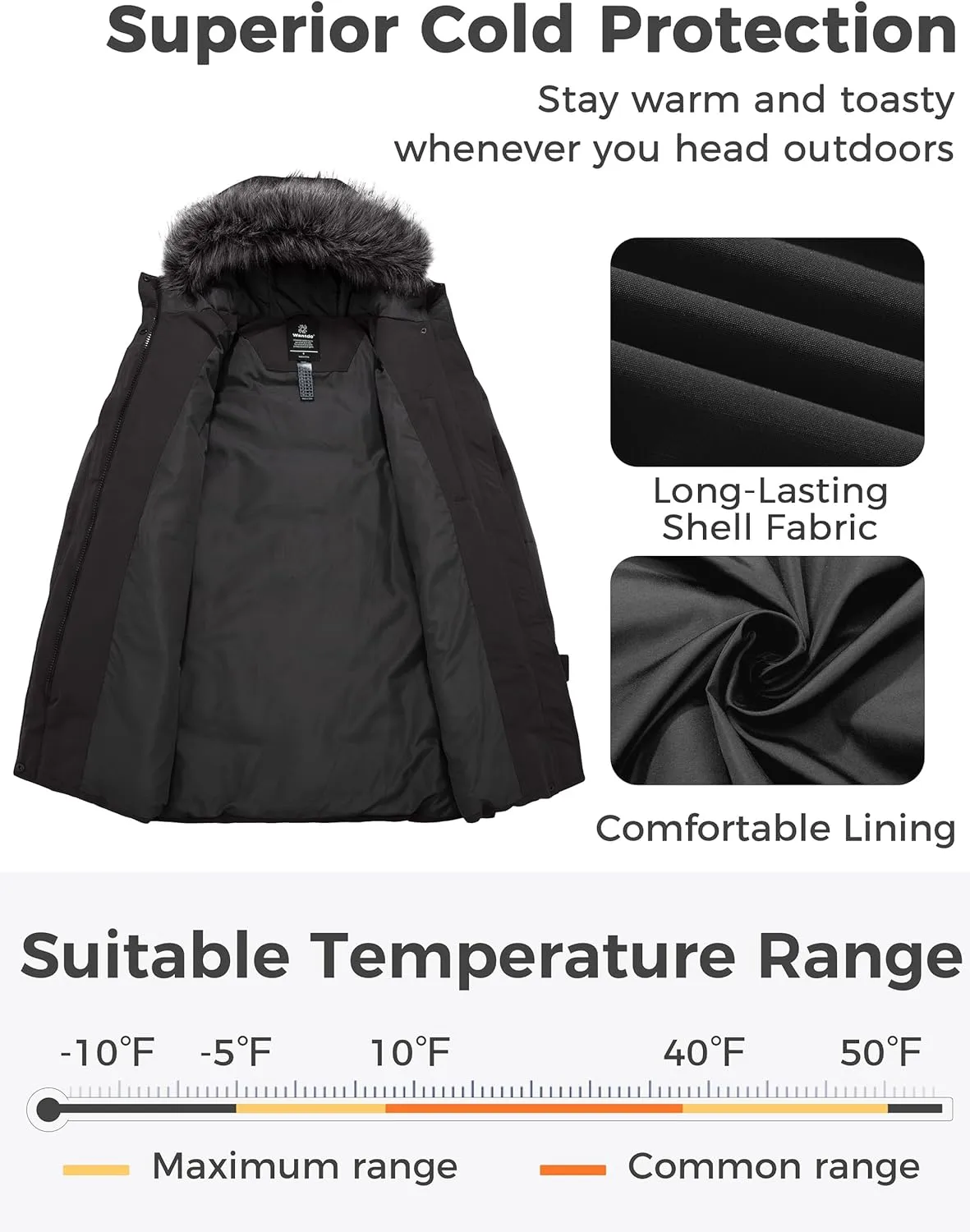 wantdo Women's Long Quilted Winter Coat Thicken Puffer Jacket with Faux Fur Hood
