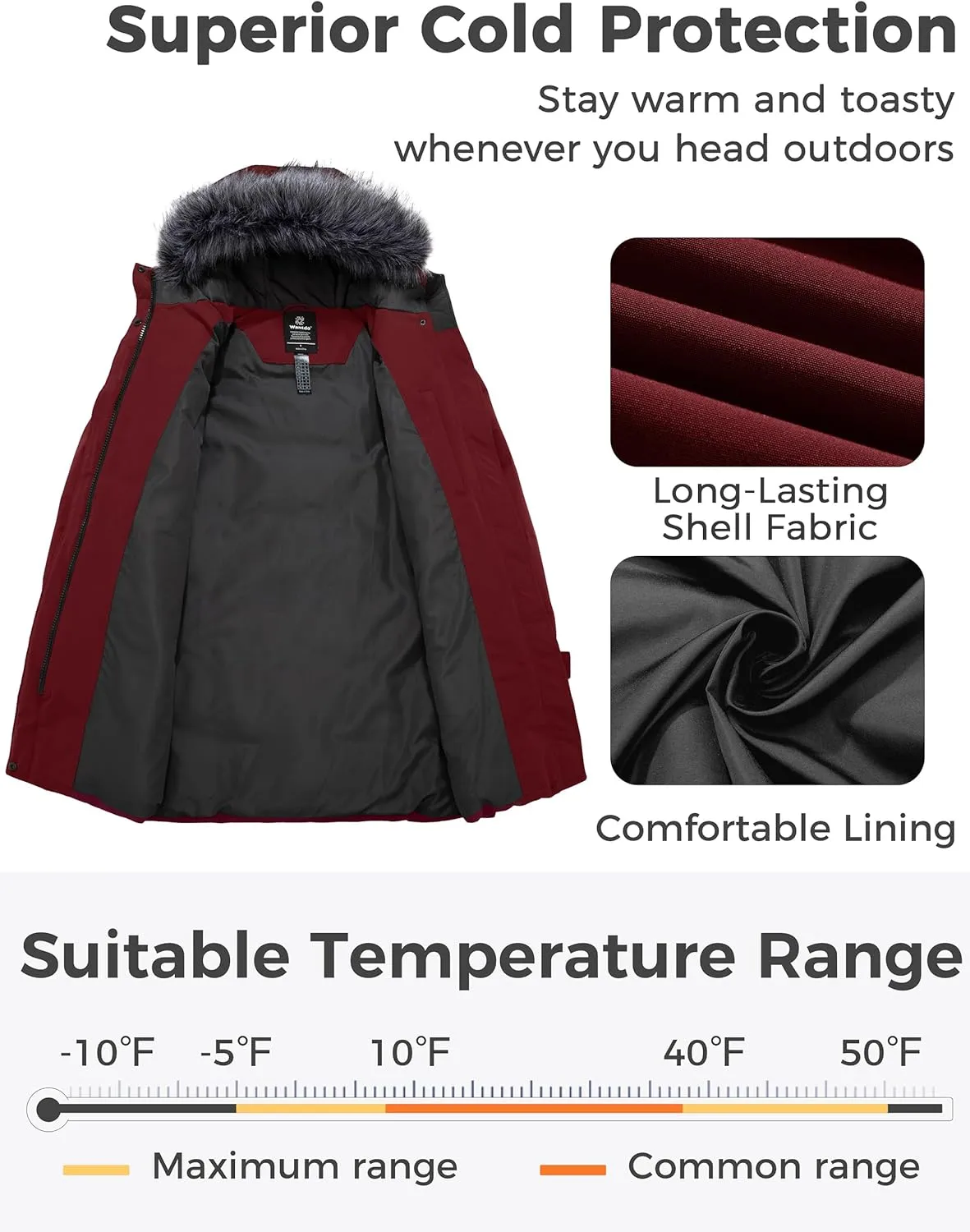 wantdo Women's Long Quilted Winter Coat Thicken Puffer Jacket with Faux Fur Hood