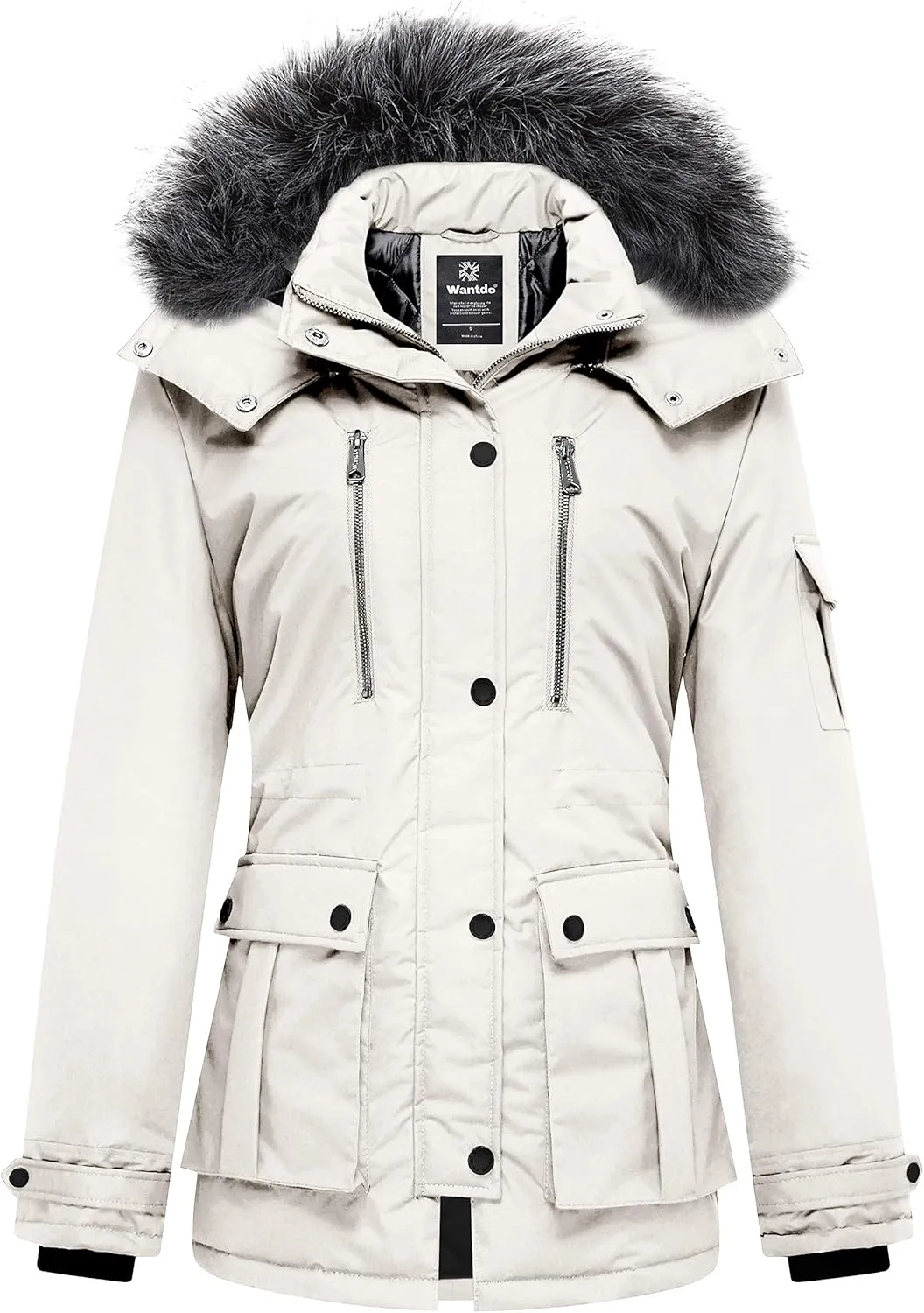 wantdo Women's Quilted Winter Coat Warm Puffer Jacket Thicken Parka with Removable Hood