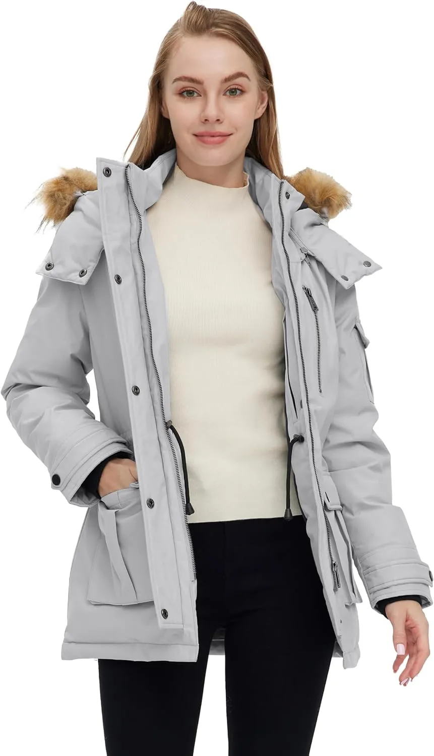 wantdo Women's Quilted Winter Coat Warm Puffer Jacket Thicken Parka with Removable Hood