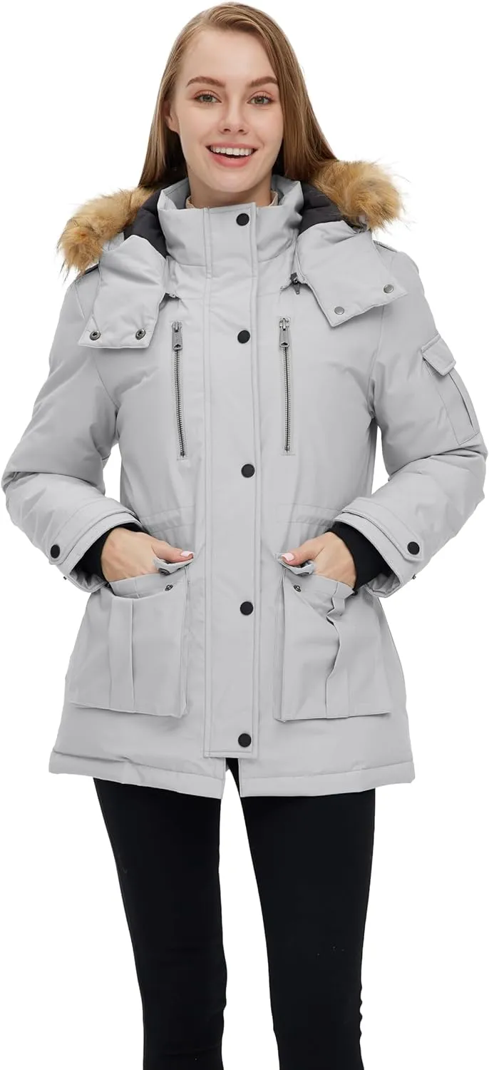 wantdo Women's Quilted Winter Coat Warm Puffer Jacket Thicken Parka with Removable Hood