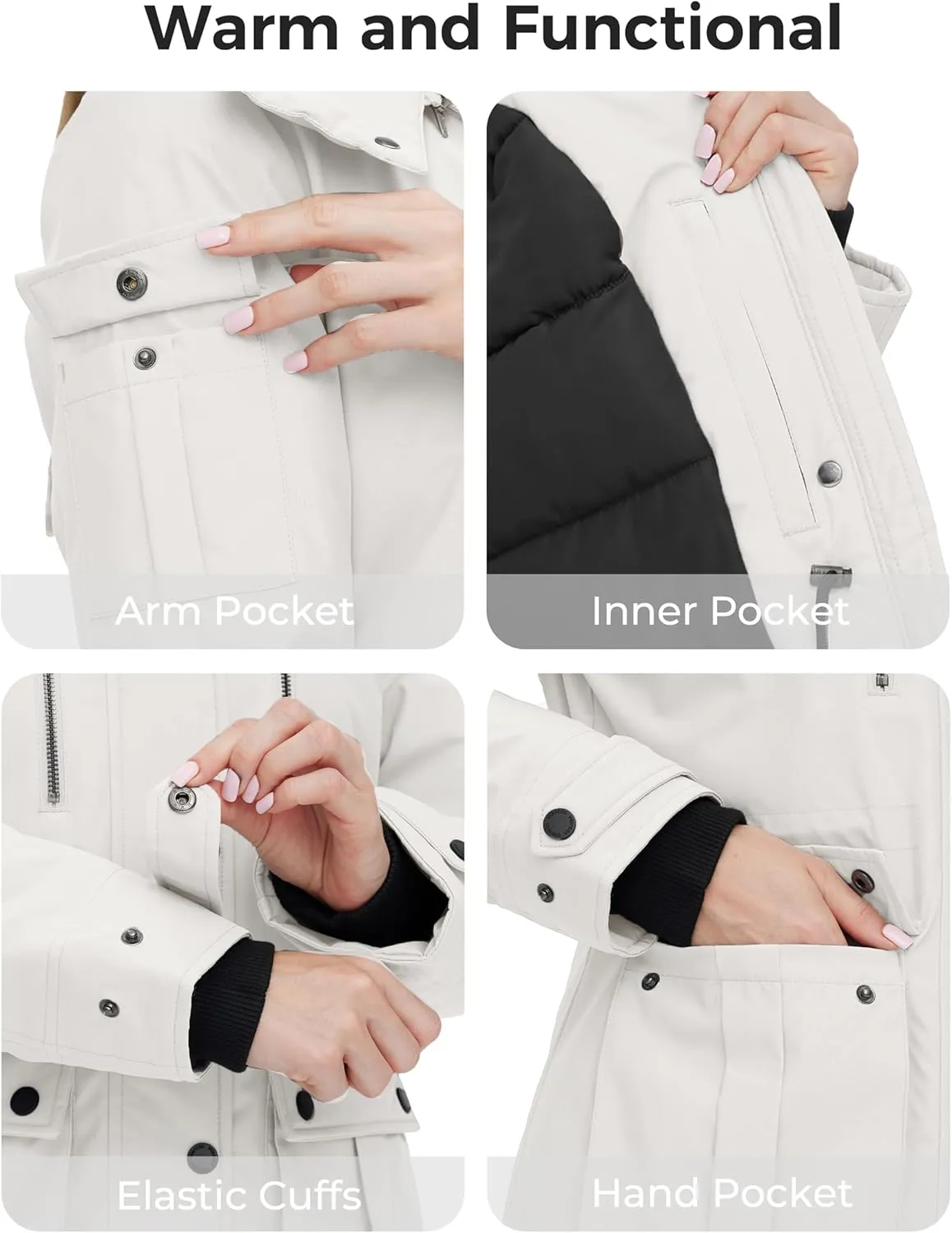 wantdo Women's Quilted Winter Coat Warm Puffer Jacket Thicken Parka with Removable Hood