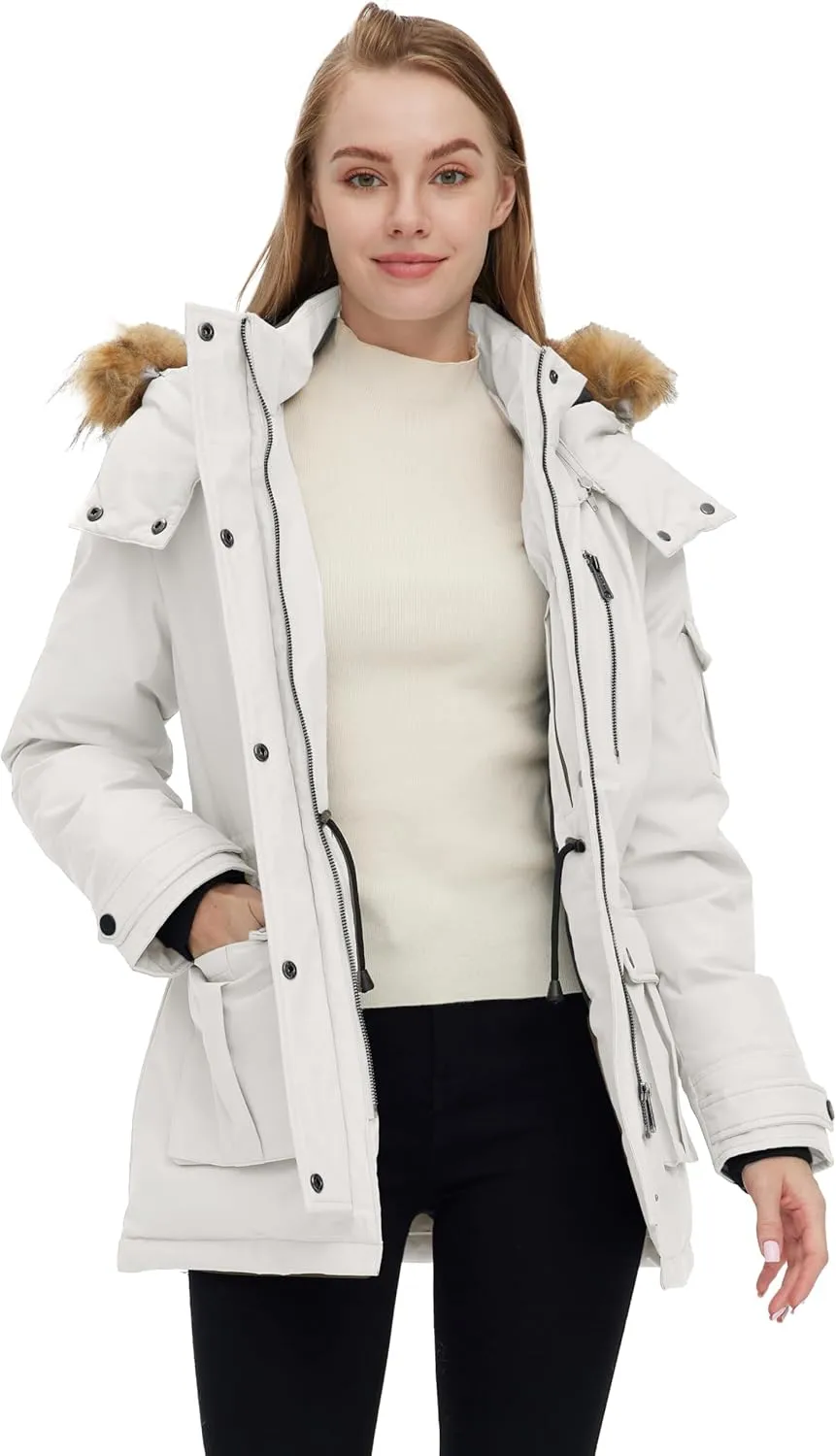 wantdo Women's Quilted Winter Coat Warm Puffer Jacket Thicken Parka with Removable Hood