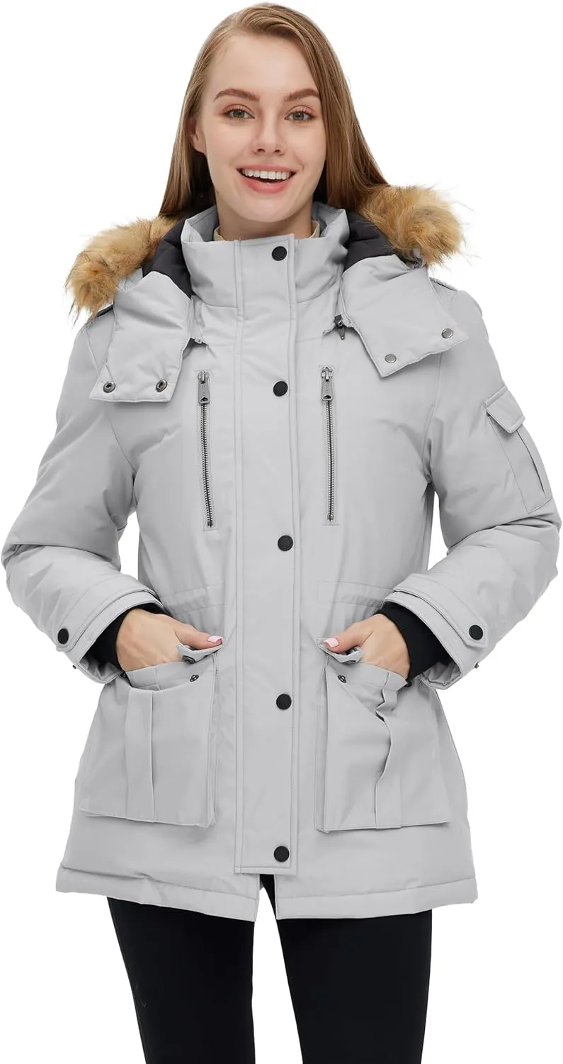 wantdo Women's Quilted Winter Coat Warm Puffer Jacket Thicken Parka with Removable Hood