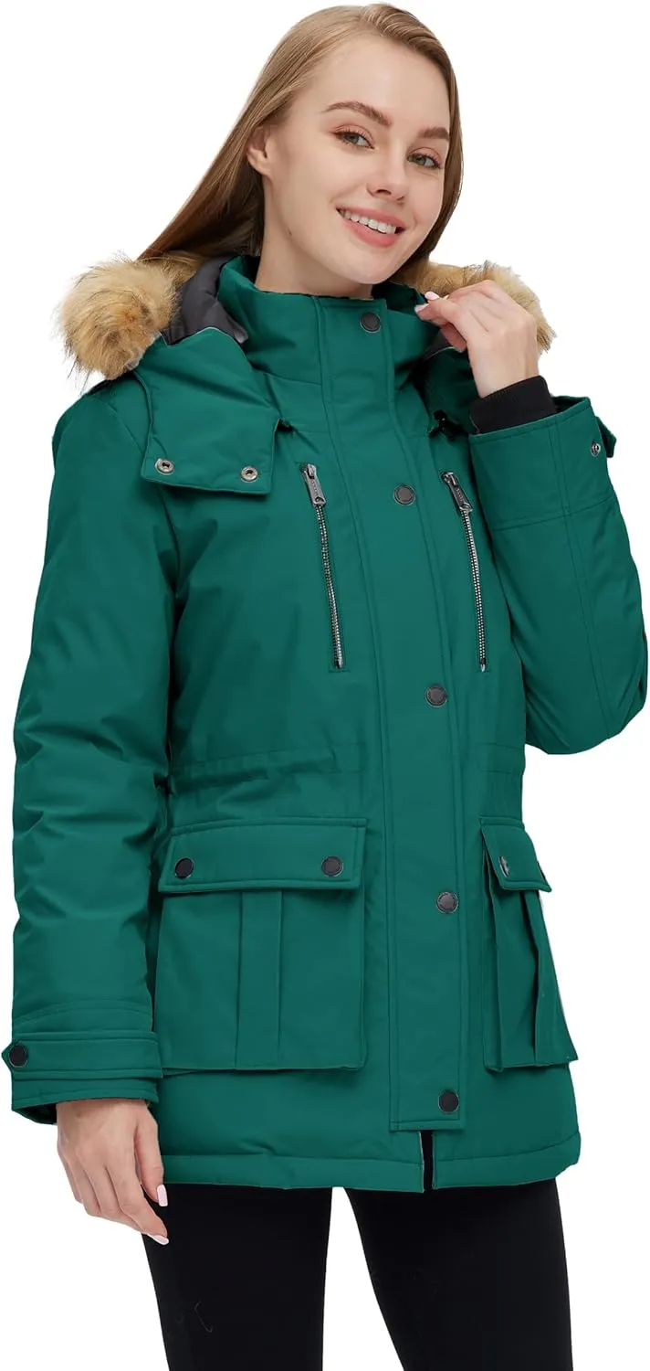 wantdo Women's Quilted Winter Coat Warm Puffer Jacket Thicken Parka with Removable Hood