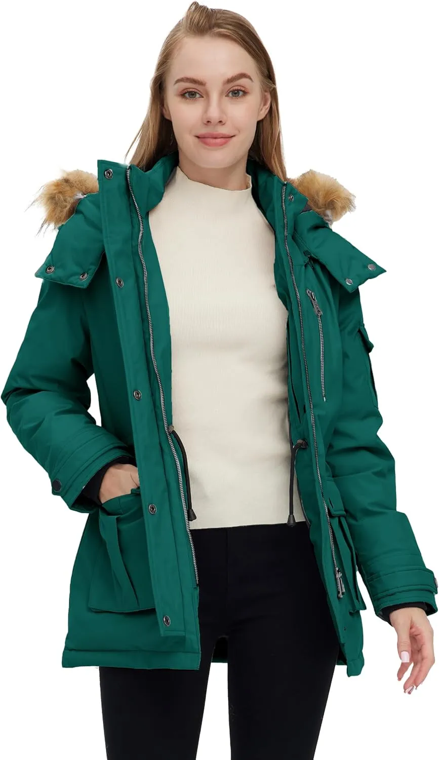 wantdo Women's Quilted Winter Coat Warm Puffer Jacket Thicken Parka with Removable Hood