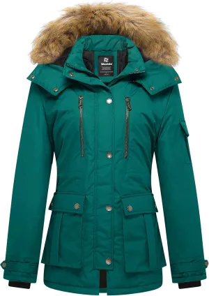 wantdo Women's Quilted Winter Coat Warm Puffer Jacket Thicken Parka with Removable Hood