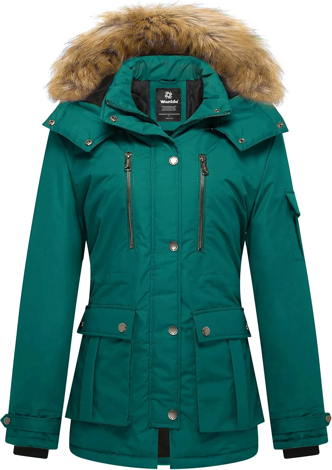 wantdo Women's Quilted Winter Coat Warm Puffer Jacket Thicken Parka with Removable Hood
