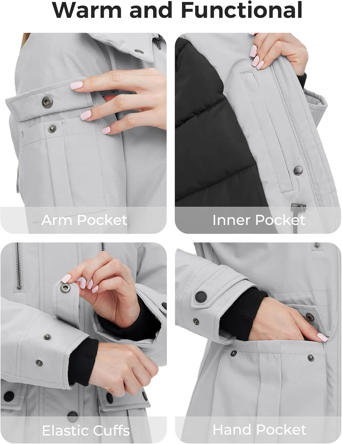 wantdo Women's Quilted Winter Coat Warm Puffer Jacket Thicken Parka with Removable Hood