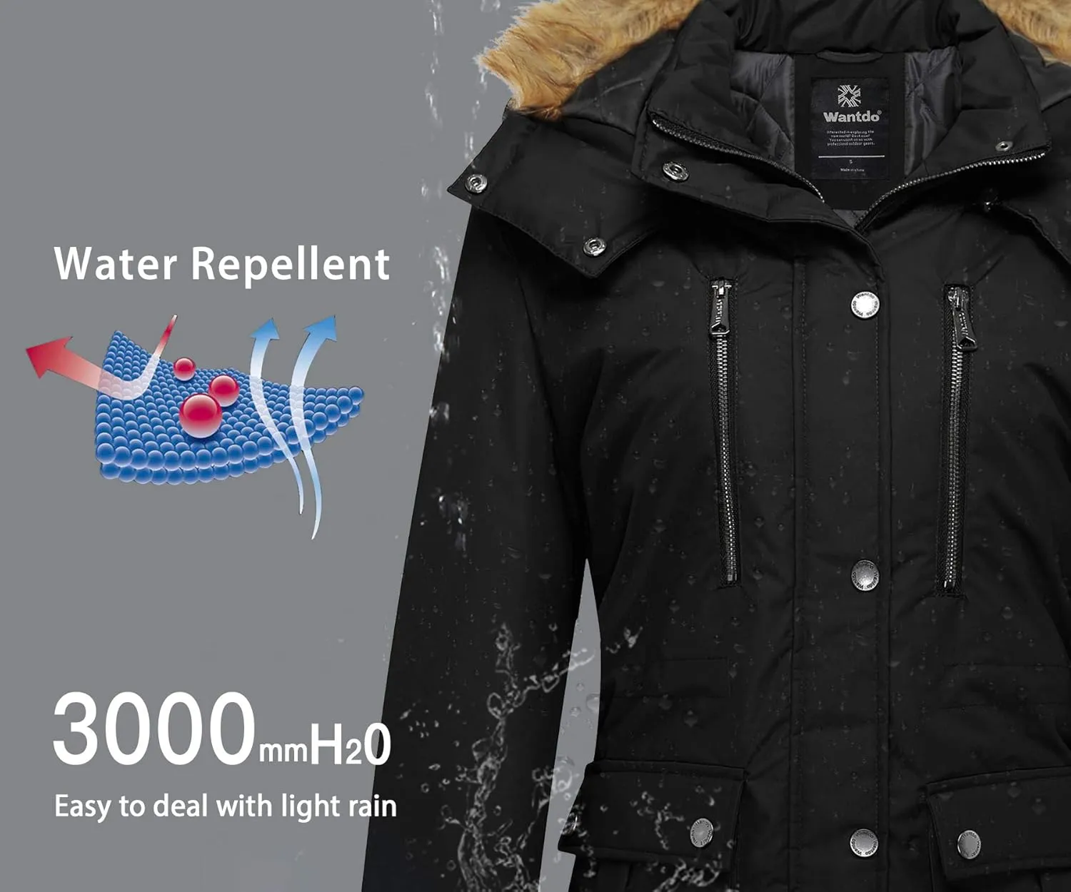 wantdo Women's Quilted Winter Coat Warm Puffer Jacket Thicken Parka with Removable Hood