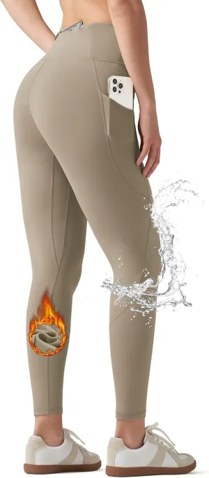 Willit Women's Fleece Lined Leggings Water Resistant Winter Pants Thermal High Waisted Yoga Hiking Running Tights Pockets