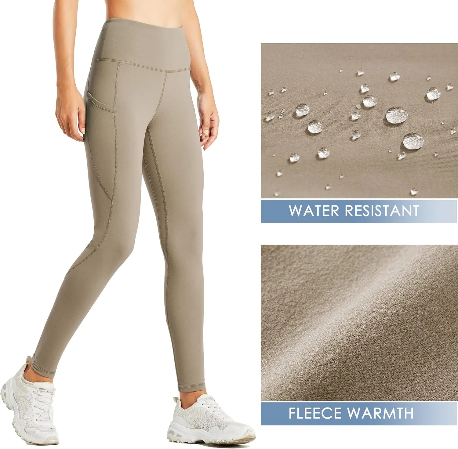 Willit Women's Fleece Lined Leggings Water Resistant Winter Pants Thermal High Waisted Yoga Hiking Running Tights Pockets